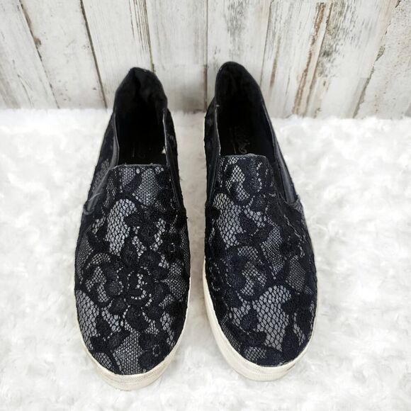 Mossimo Floral Lace Fashion Sneakers Black Size 10 - Picture 11 of 11